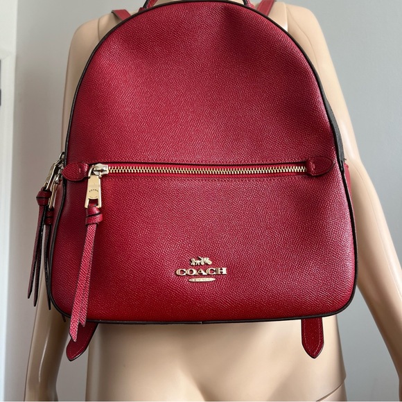 COACH Jordyn Backpack With Signature Canvas Detail Red Brown - Picture 7 of 17
